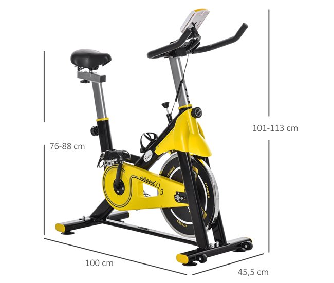 Bicicleta Estática Aço e ABS HOMCOM Preto/ amarelo