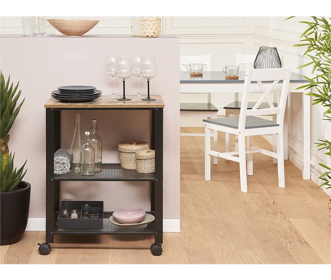 Beliani Carrito de cocina BOLZANO Preto