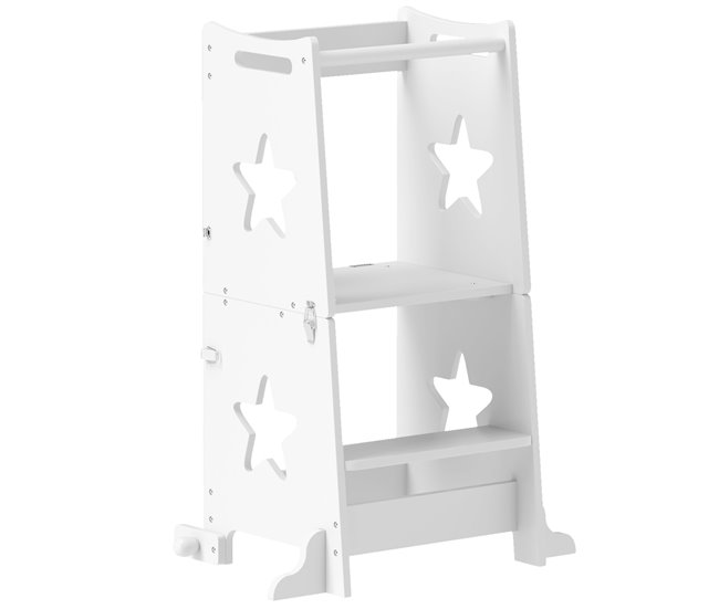 Torre de Aprendizagem MDF e Madeira de Pinho AIYAPLAY Branco