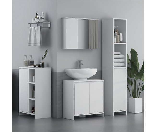 Armário Casa de Banho com Espelho MDF HOMCOM Branco