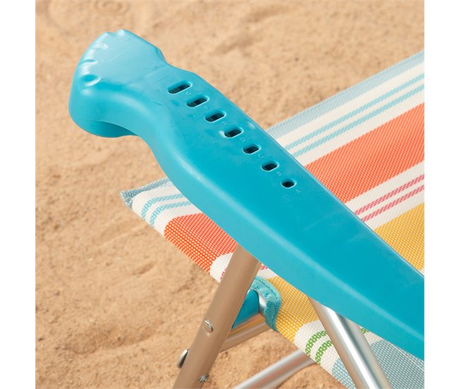 Aktive Cadeira de praia dobrável, 7 posições, com almofada Multicor