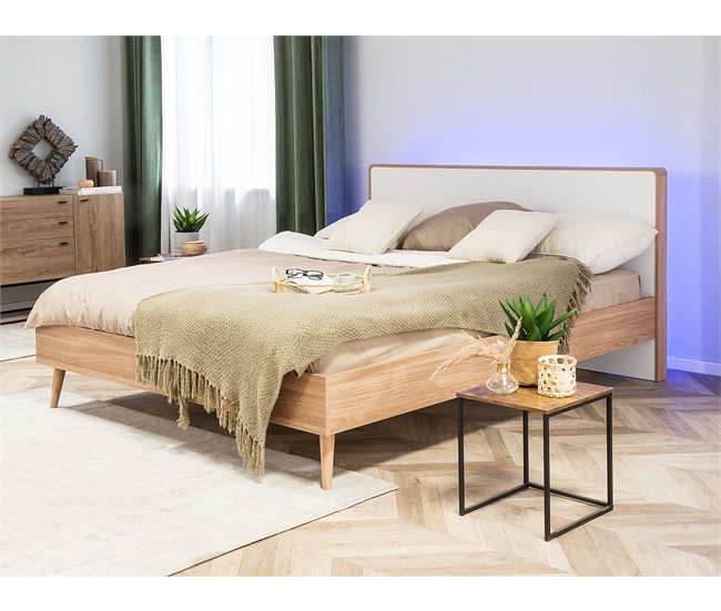 Beliani Cama com LED MDF SERRIS 188x215 Castanho