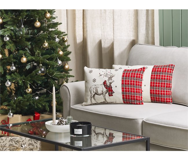 Beliani Cojín decorativo SVEN 30x50 Branco/ Preto