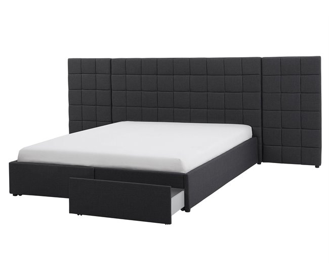 Beliani Cama com estrado Poliéster MILLAU 300x214 Cinza Escuro