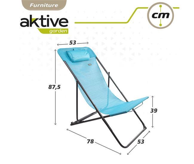 Rede de jardim dobrável multiposições c/almofada Aktive Azul