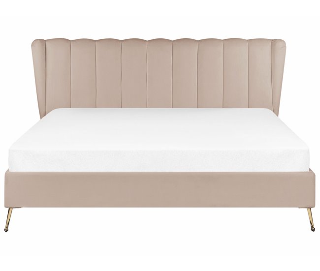 Beliani Cama Terciopelo MIRIBEL 207x218 Bege