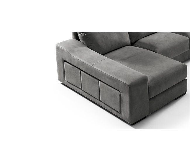 Chaise longue 3 lugares com 3 puffs FULL Antracite
