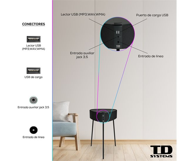 Altifalante Mesa Bluetooth 20W - TD Systems SM20B11PGO Cinza Escuro