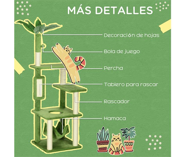 Arranhador para Gatos Aglomerado de Madeira, Sisal e Poliéster Verde