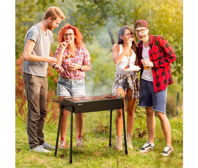 Barbecue a Carvão Aço Inoxidável e Metal Galvanizado Outsunny Preto