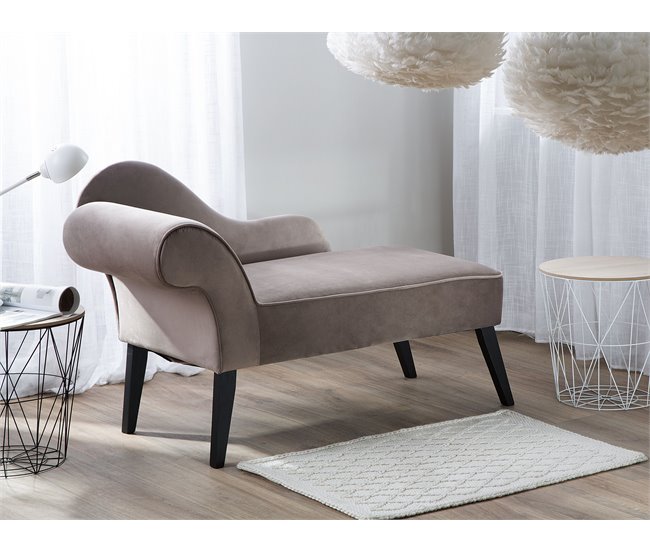 Beliani Chaise longue versão à esquerda Veludo BIARRITZ Cinza Escuro
