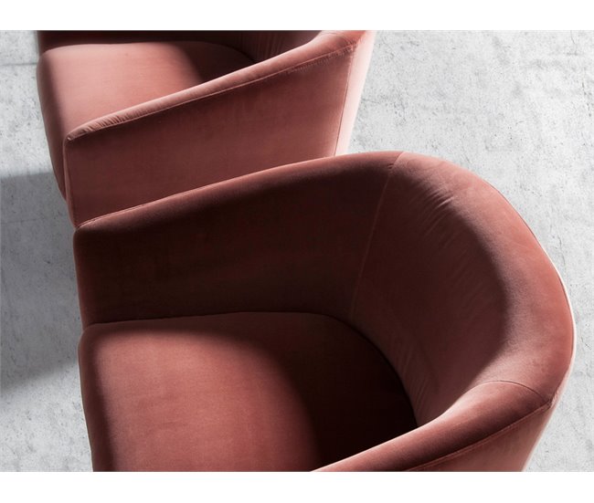 ANGEL CERDA Poltrona giratório em veludo pêssego AlumÍnio