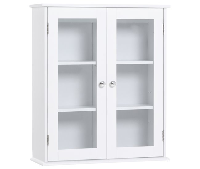 Armário Casa de Banho de Parede MDF e Vidro kleankin 55 Branco