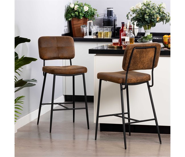 MEUBLES COSY Conjunto 4 Cadeiras De Bar Estilo Industrial Castanho