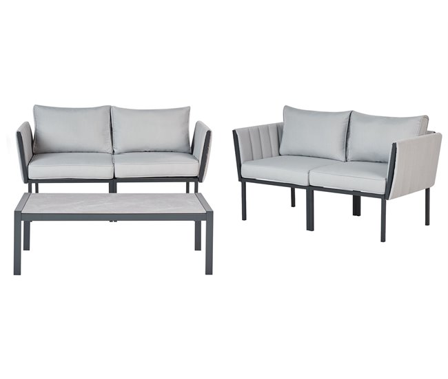 Beliani Conjunto lounge Aço SKALA Cinza Claro