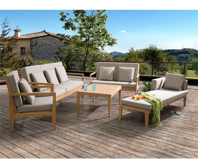 Beliani Conjunto de jardín Madera de acacia con certificado FSC® PATAJA Cinza Escuro