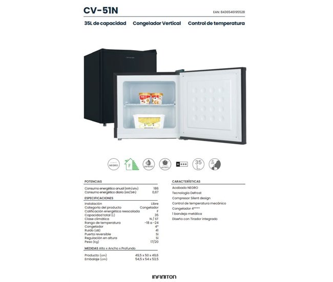 Arca Vertical Infiniton CV-51N, 35 l Preto