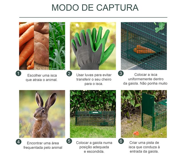 Armadilha para Animais Vivos Aço Outsunny Verde