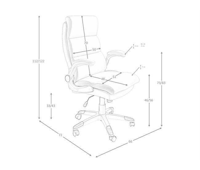 Cadeira giratória de escritório estofada com estofo em pele AlumÍnio