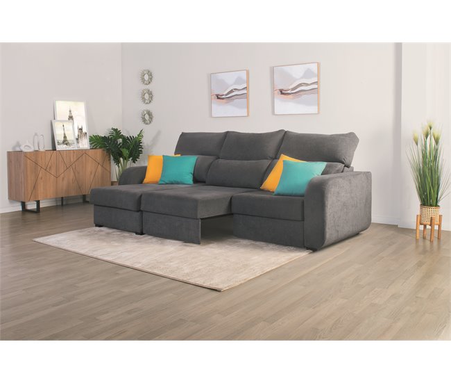 Chaise longue convertível em cama tecido APRIL Cinza