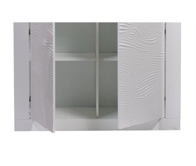 Aparador alto DUNE 2 portas com led branco brilhante Branco Brillo