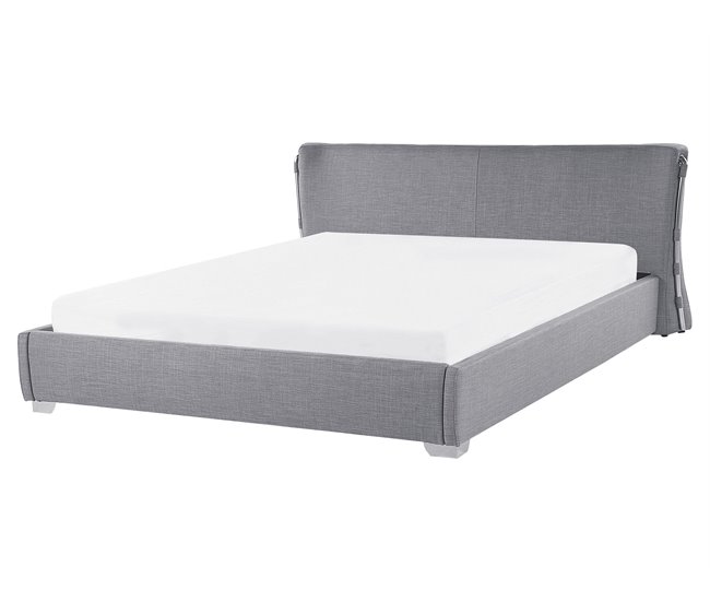 Beliani Cama com estrado Poliéster PARIS 195x228 Cinza