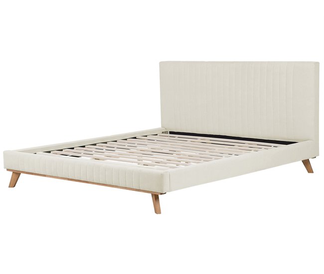Beliani Cama com estrado Chenille TALENCE 198x218 Bege