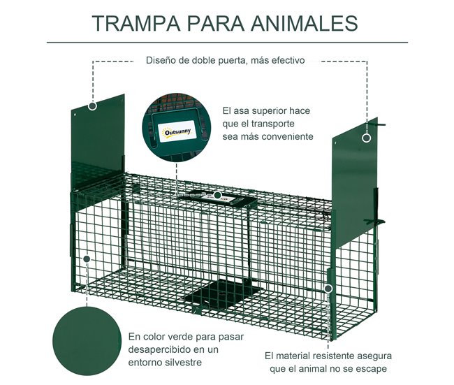 Armadilha para Animais Vivos Aço Outsunny Verde