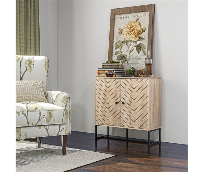 Aparador Melamina de Madeira, MDF e Metal HOMCOM Castanho