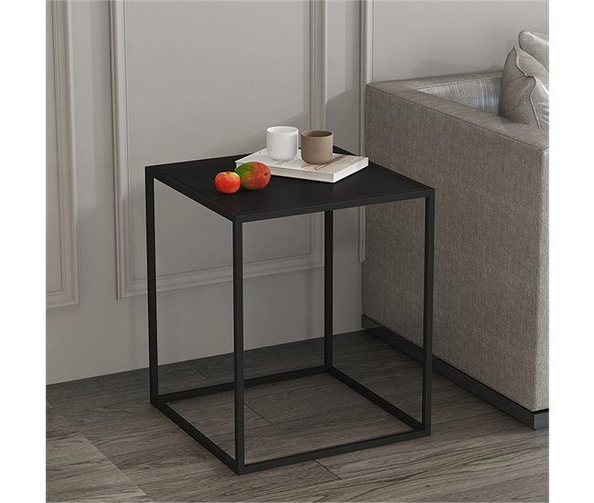 Well Home Conjunto de 2 mesas quadradas de metal Preto
