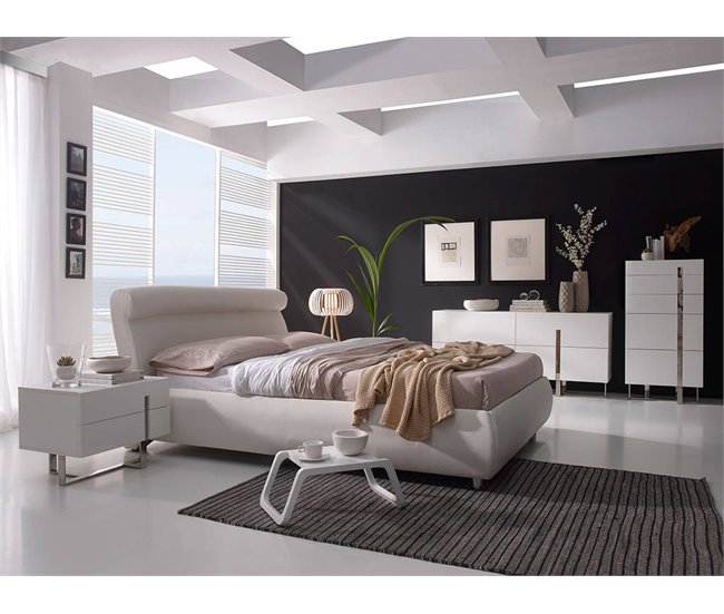 ANGEL CERDA Chiffonier branco e aço cromado Branco