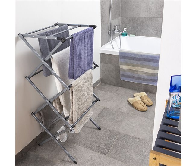 Estendal Metálico Rebatível e Extensível com 3 Alturas .. Cinza