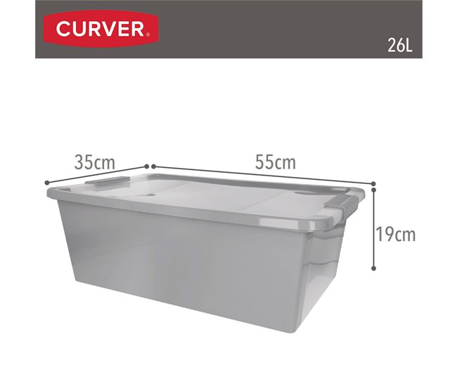 Curver Caixa de arrumação com tampa Bi-Box 26L Cinza