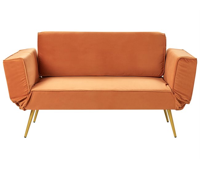 Beliani Sofá-cama Veludo SAARELA Laranja