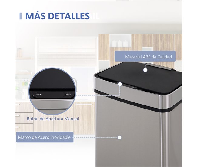 Balde de Lixo Aço Inoxidável e ABS HOMCOM, casa - cozinha Cinza