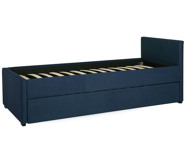 Beliani Cama com estrado Poliéster MARMANDE 86x214 Azul Marino