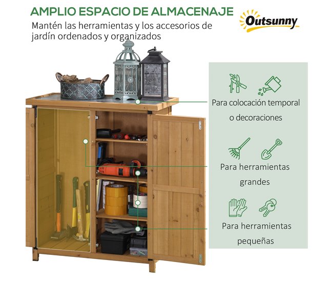 Armário de Jardim Madeira de Abeto Outsunny 75 Castanho
