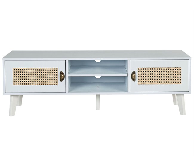 Beliani Mesa de TV PARTON 140 Branco/ Bege