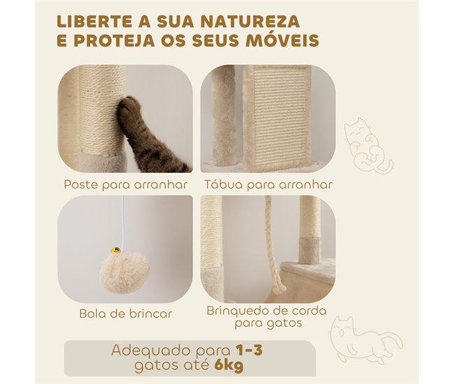 Arranhador para Gatos Aglomerado e Sisal PawHut Bege