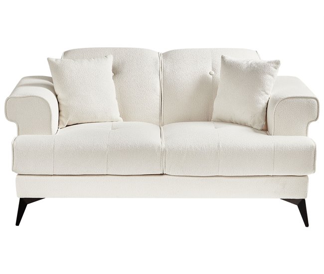 Beliani Sofá de 2 lugares Bouclé SKIVE Branco
