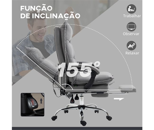 Cadeira de Escritório Poliéster, Espuma, Aço e Placa Multicamadas Cinza
