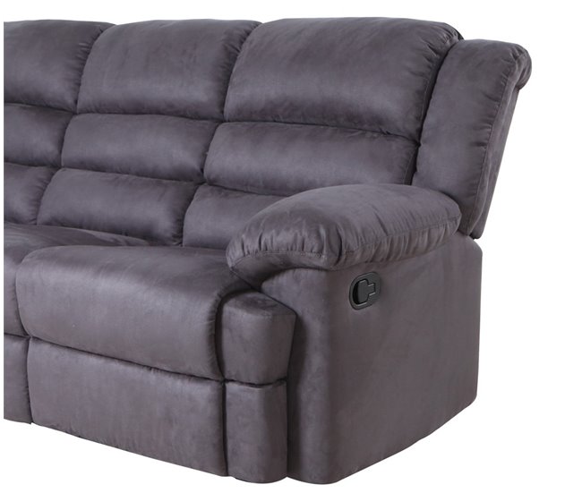Sofá relax 3 lugares em microfibra BERRY Antracite