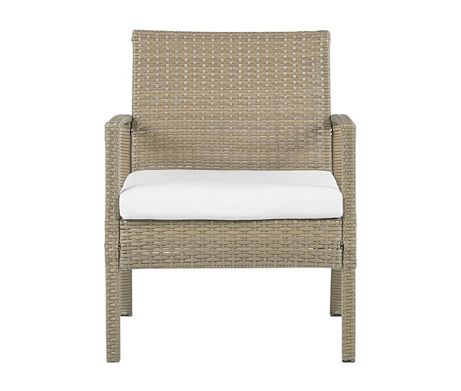 Beliani Conjunto lounge Ratan sintético MARSALA Bege