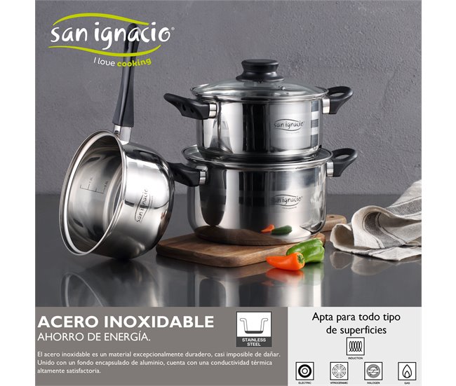 Bateria de cozinha de 5 peças Cinza