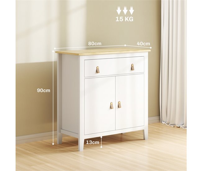 Aparador Melamina de Madeira HOMCOM Branco