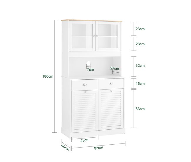 Aparador de cozinha com 2 gavetas e 3 portas SoBuy FSB101-W Branco