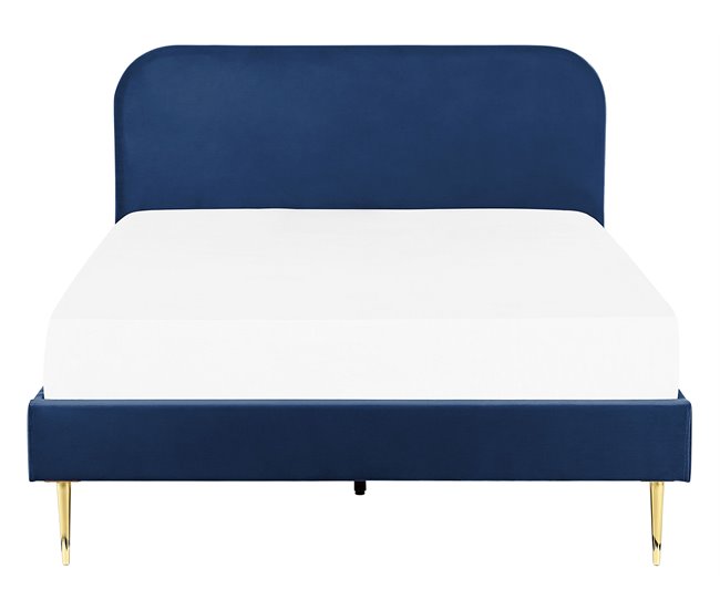 Beliani Cama com estrado Veludo FLAYAT 153x215 Amarelo