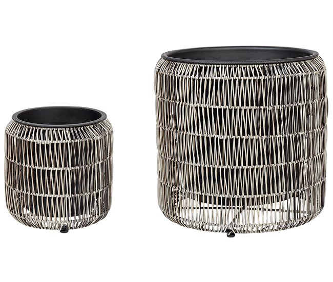 Beliani Conjunto de 2 vasos para plantas BRODIEA Castanho Claro