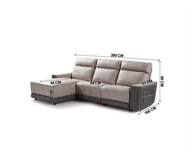 Chaise longue relax eléctrico MOON Cinza