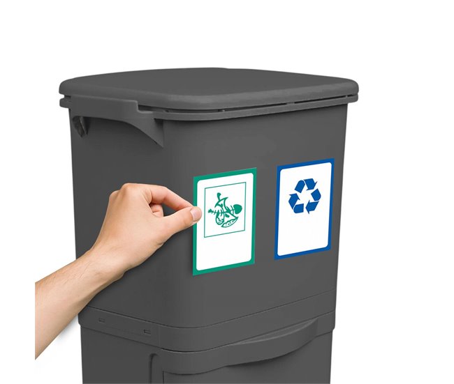 Lixeira de reciclagem com triagem seletiva e pedal Preto